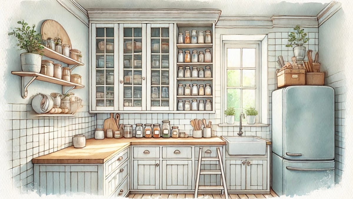 Маленькая кухня: вертикальная логика хранения